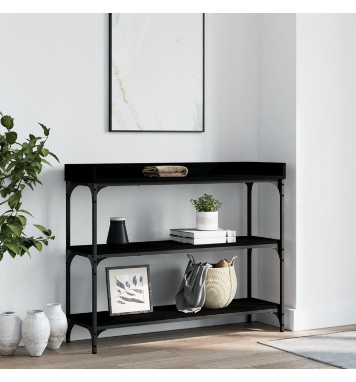 Table console avec étagères noir 100x30x80 cm | Mobilier & Déco