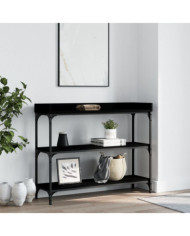 Table console avec étagères noir 100x30x80 cm | Mobilier & Déco