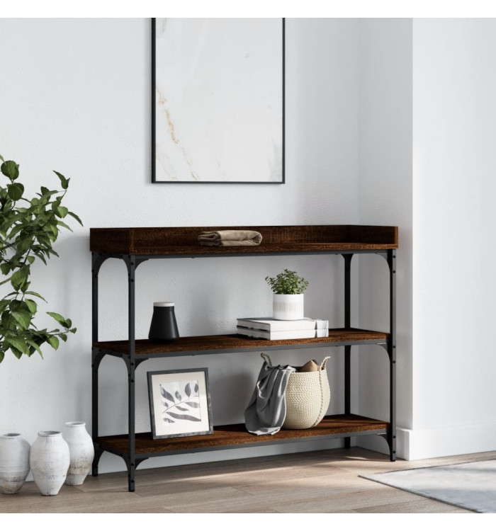 Table console avec étagères chêne marron 100x30x80 cm | Mobilier & Déco