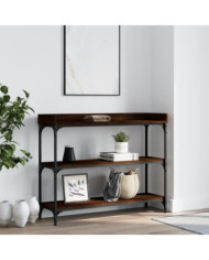 Table console avec étagères chêne marron 100x30x80 cm | Mobilier & Déco