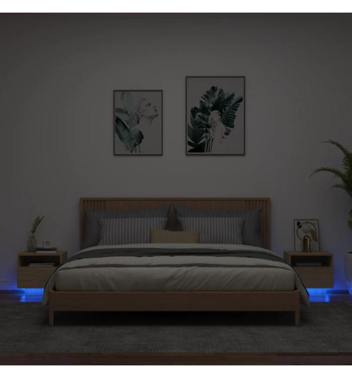 Armoires de chevet avec lumières LED 2 pcs chêne sonoma | Mobilier & Déco