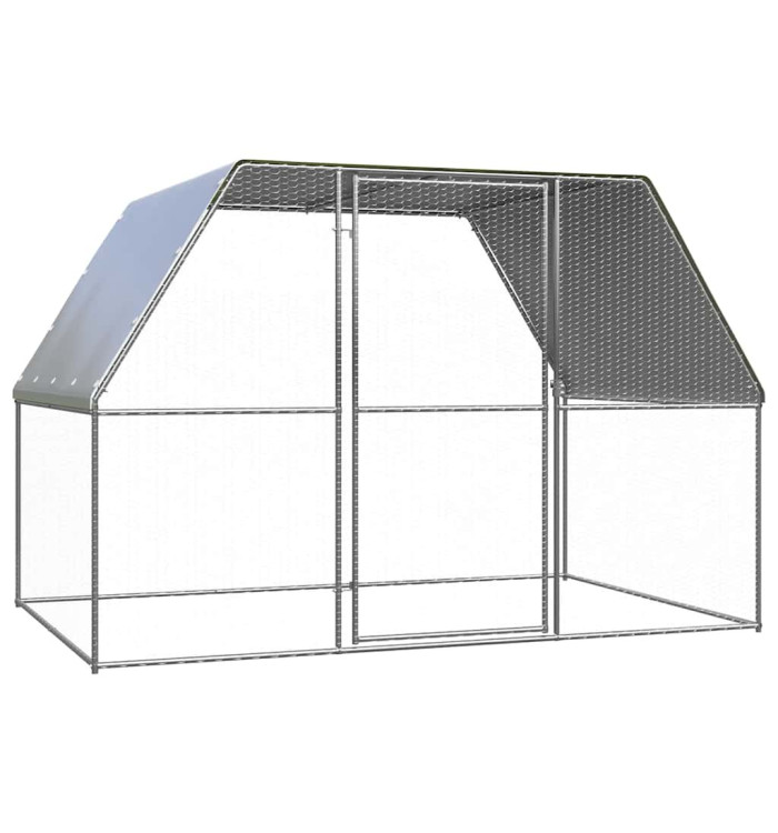 Poulailler argenté et gris 3x2x2 m acier galvanisé | Mobilier & Déco