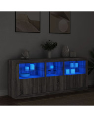 Buffet avec lumières LED sonoma gris 162x37x67 cm | Mobilier & Déco