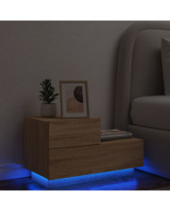 Table de chevet avec lumières LED chêne sonoma 70x36x40,5 cm | Mobilier & Déco