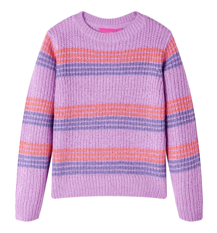 Pull-over rayé tricoté pour enfants lilas et rose 128 | Mobilier & Déco