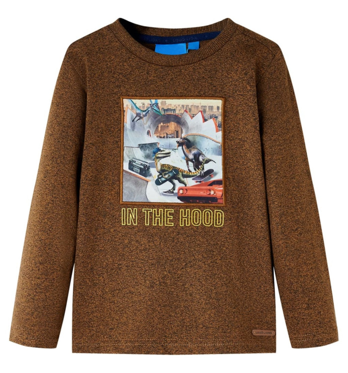 T-shirt enfant à manches longues mélange cognac 104 | Mobilier & Déco