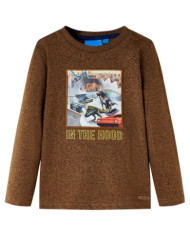 T-shirt enfant à manches longues mélange cognac 128 | Mobilier & Déco