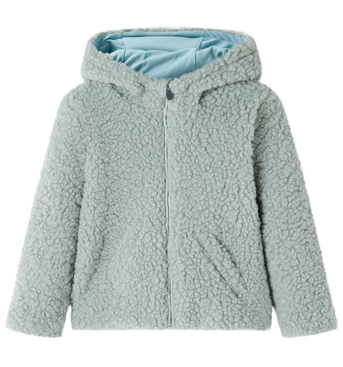 Veste à capuche pour enfants fausse fourrure vert menthe 92 | Mobilier & Déco