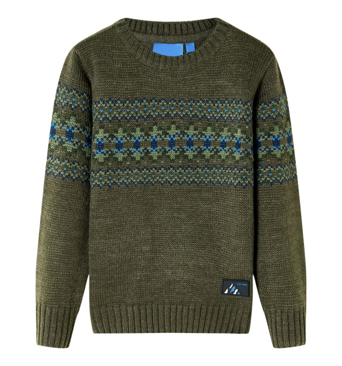 Pull-over tricoté pour enfants kaki 128 | Mobilier & Déco