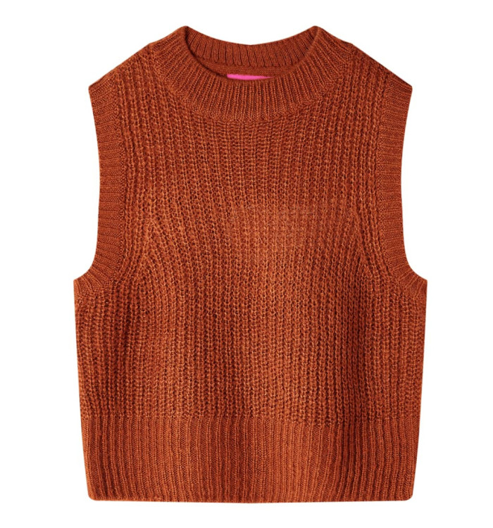 Gilet pull-over tricoté pour enfants cognac 104 | Mobilier & Déco