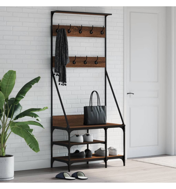 Porte-vêtements et rangement des chaussures chêne marron | Mobilier & Déco