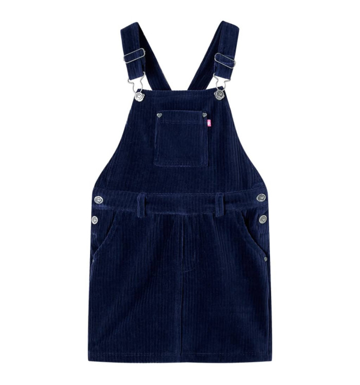 Robe salopette pour enfants velours côtelé bleu marine 116 | Mobilier & Déco