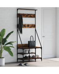 Porte-vêtements et rangement des chaussures chêne fumé | Mobilier & Déco