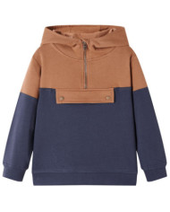 Sweat à capuche enfants demi-fermeture éclair anthracite et cognac 116 | Mobilier & Déco
