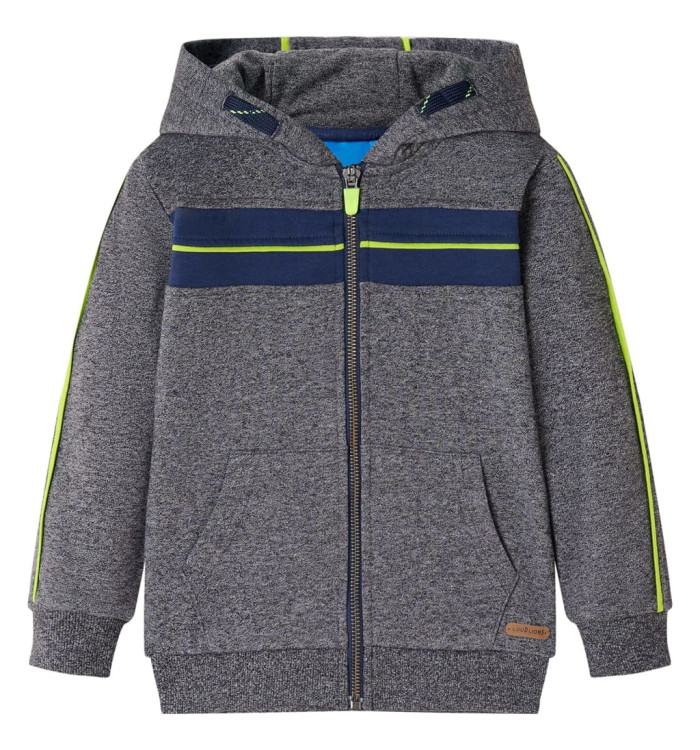 Sweat-shirt à capuche fermeture éclair enfants gris mélangé 128 | Mobilier & Déco