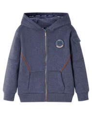 Sweat-shirt à capuche fermeture éclair enfants bleu foncé mélangé 92 | Mobilier & Déco