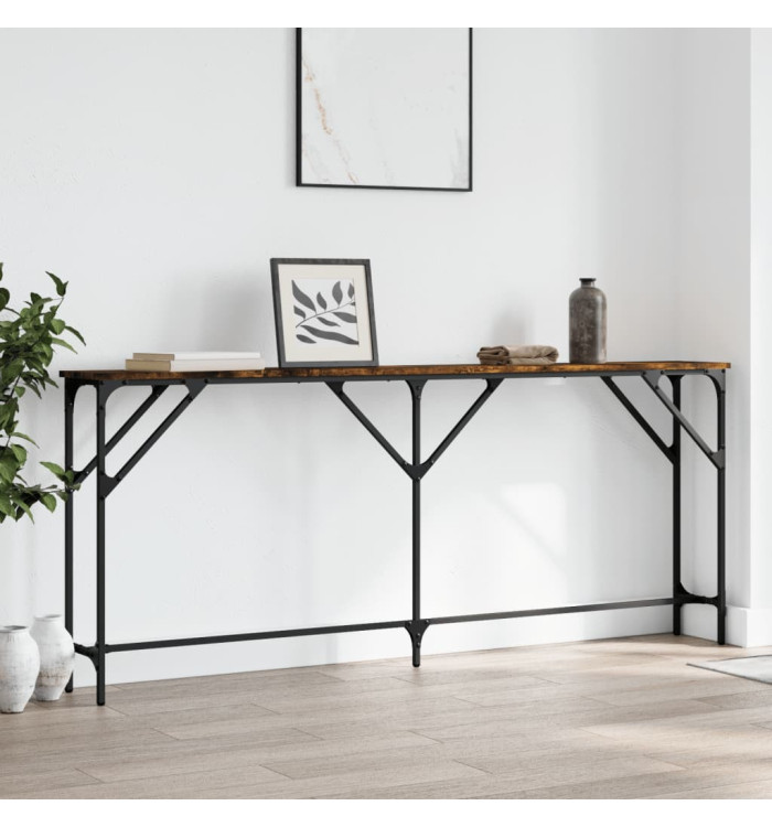 Table console chêne fumé 180x23x75 cm bois d'ingénierie | Mobilier & Déco