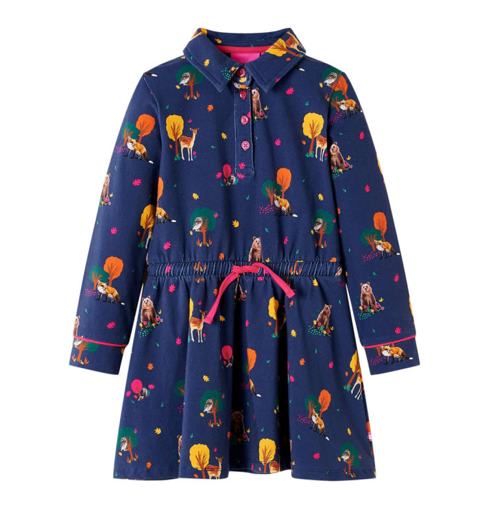 Robe enfants manches longues et cordon bleu marine 92 | Mobilier & Déco