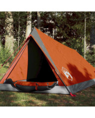 Tente de camping 2 personnes gris et orange imperméable | Mobilier & Déco