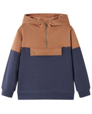 Sweat à capuche enfants demi-fermeture éclair anthracite et cognac 92 | Mobilier & Déco