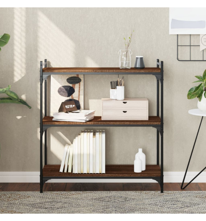 Bibliothèque 3 niveaux chêne brun 80x30x86 cm bois d'ingénierie | Mobilier & Déco