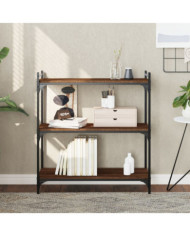 Bibliothèque 3 niveaux chêne brun 80x30x86 cm bois d'ingénierie | Mobilier & Déco