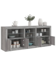Buffet avec lumières LED sonoma gris 162x37x67 cm | Mobilier & Déco