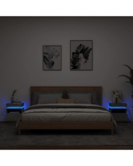Armoires de chevet avec lumières LED 2 pcs gris béton | Mobilier & Déco