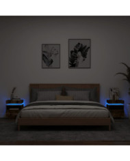 Armoires de chevet avec lumières LED 2 pcs chêne fumé | Mobilier & Déco