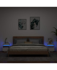 Armoires de chevet avec lumières LED 2 pcs blanc 40x39x48,5 cm | Mobilier & Déco