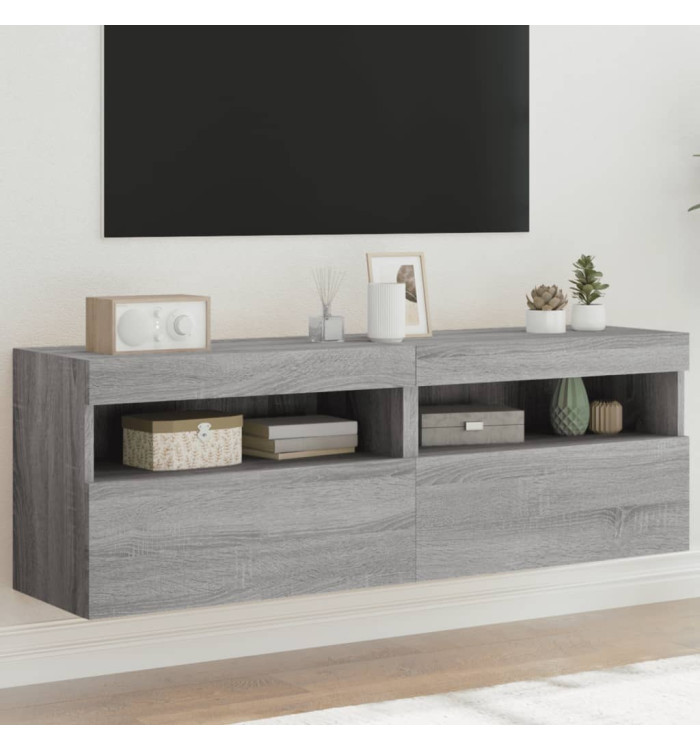 Meubles TV muraux et lumières LED 2pcs sonoma gris 60x30x40 cm | Mobilier & Déco