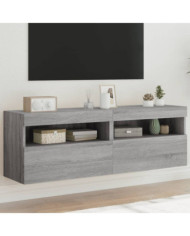 Meubles TV muraux et lumières LED 2pcs sonoma gris 60x30x40 cm | Mobilier & Déco