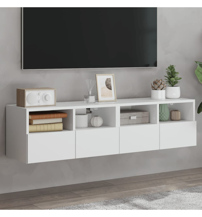 Meubles TV muraux 2 pcs blanc 60x30x30 cm bois d'ingénierie | Mobilier & Déco