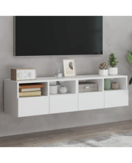 Meubles TV muraux 2 pcs blanc 60x30x30 cm bois d'ingénierie | Mobilier & Déco