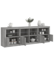 Buffet avec lumières LED sonoma gris 202x37x67 cm | Mobilier & Déco