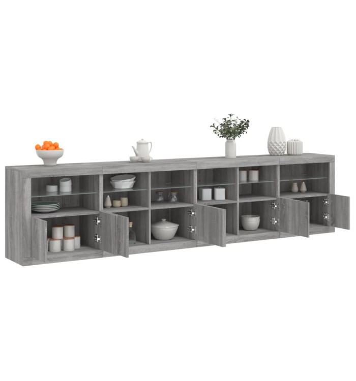 Buffet avec lumières LED sonoma gris 283x37x67 cm | Mobilier & Déco