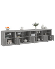 Buffet avec lumières LED sonoma gris 283x37x67 cm | Mobilier & Déco