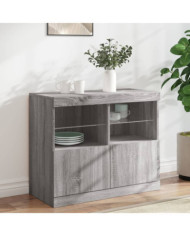 Buffet avec lumières LED sonoma gris 81x37x67 cm | Mobilier & Déco