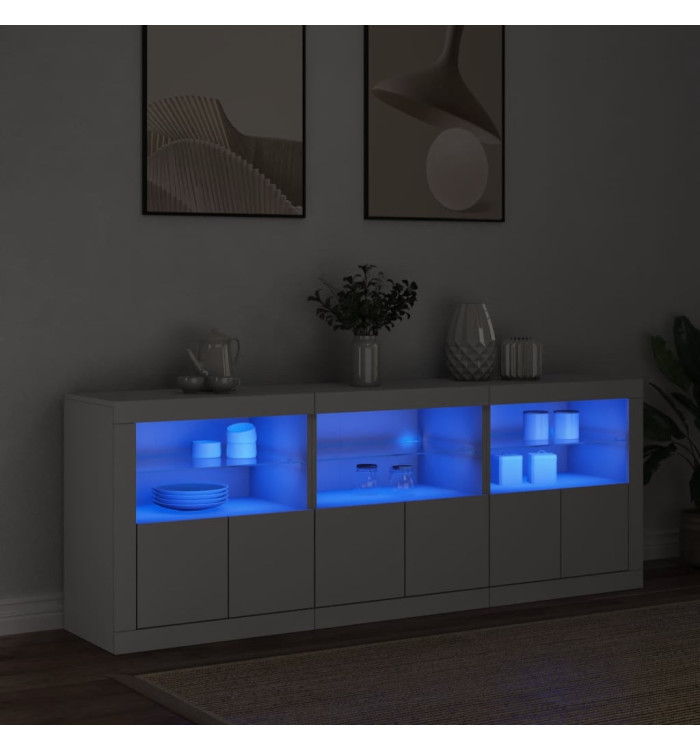 Buffet avec lumières LED blanc 181,5x37x67 cm | Mobilier & Déco