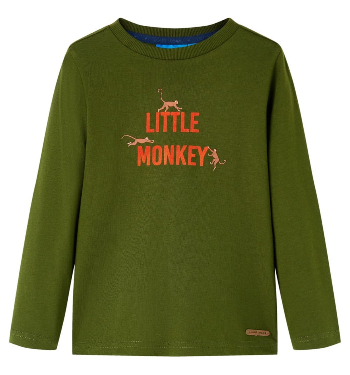 T-shirt enfants à manches longues kaki foncé 140 | Mobilier & Déco