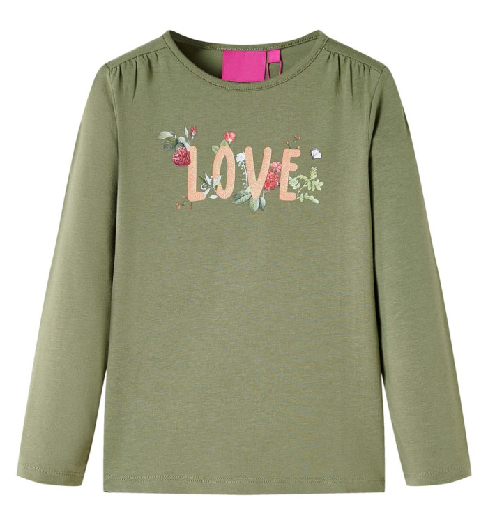 T-shirt enfants à manches longues kaki 92 | Mobilier & Déco