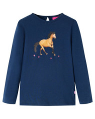 T-shirt enfants à manches longues bleu marine 128 | Mobilier & Déco
