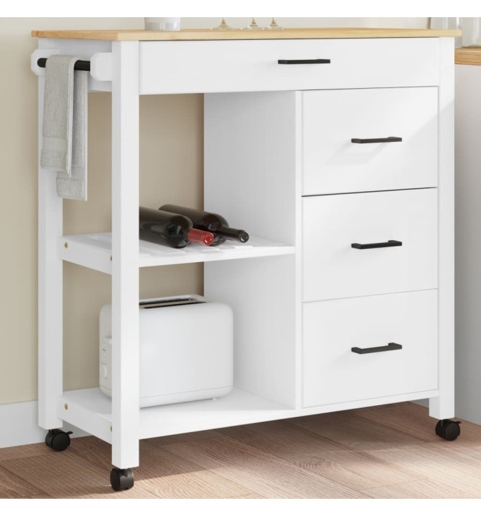 Chariot de cuisine MONZA 84x40x90 cm bois massif de pin | Mobilier & Déco