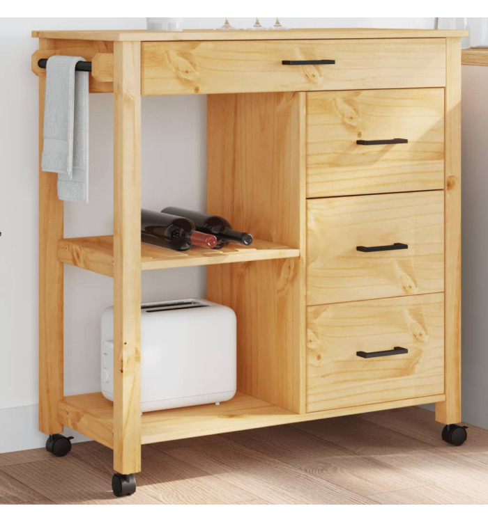 Chariot de cuisine MONZA 84x40x90 cm bois massif de pin | Mobilier & Déco