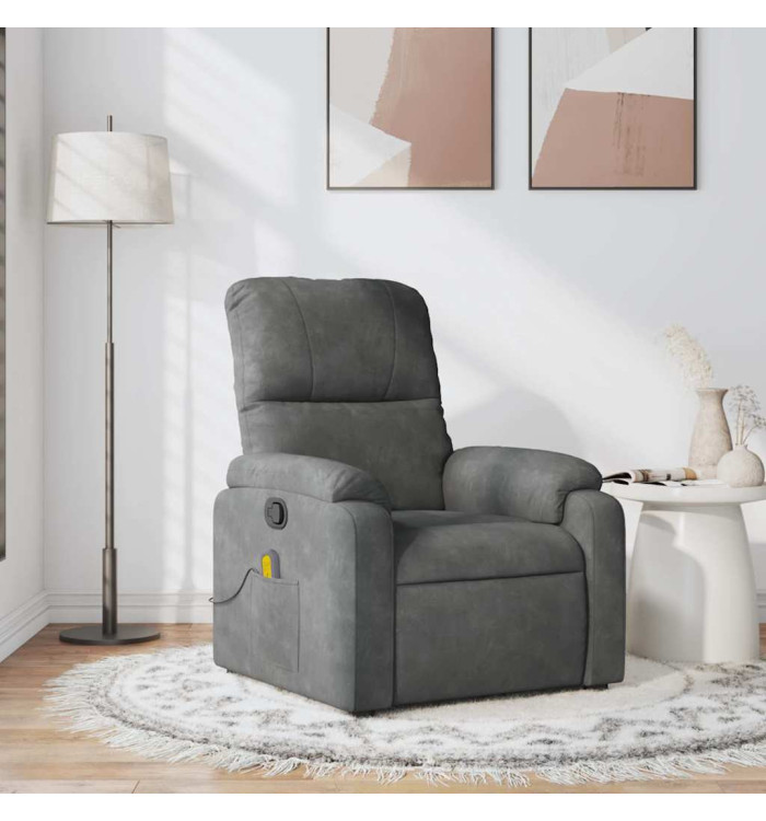 Fauteuil inclinable de massage gris foncé tissu microfibre | Mobilier & Déco