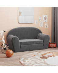 Canapé-lit pour enfants 2 places anthracite peluche douce | Mobilier & Déco
