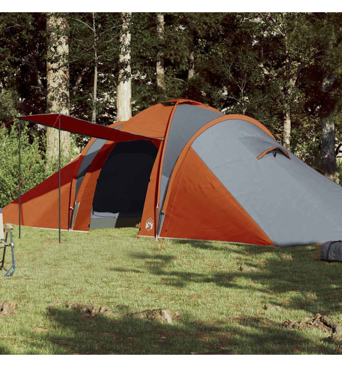 Tente familiale à dôme 6 personnes gris et orange imperméable | Mobilier & Déco