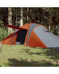 Tente familiale à dôme 6 personnes gris et orange imperméable | Mobilier & Déco