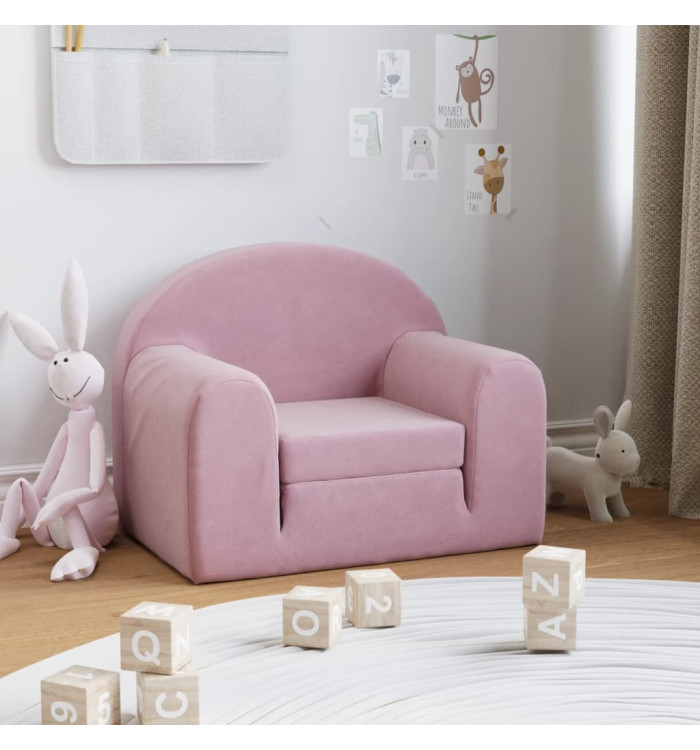 Canapé-lit pour enfants rose peluche douce | Mobilier & Déco