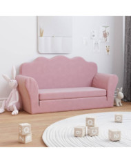 Canapé-lit pour enfants 2 places rose peluche douce | Mobilier & Déco